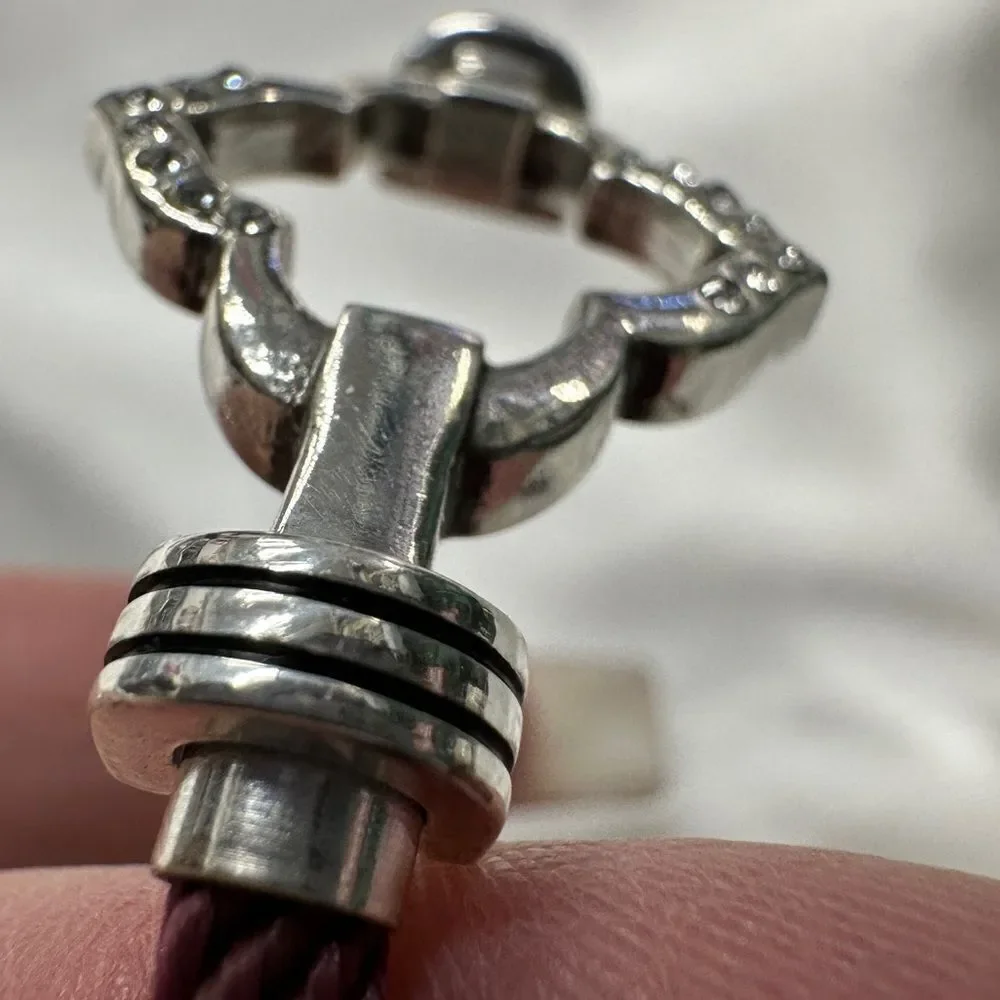 Brighton Burgundy Rope Bracelet with Silver-Tone Clasp & Crystal Accents